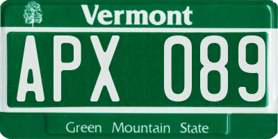 VT license plate APX089