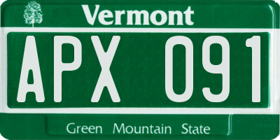 VT license plate APX091