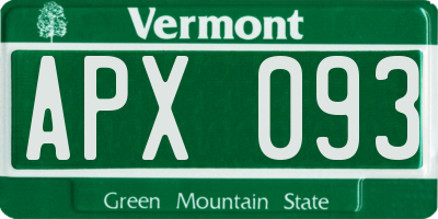 VT license plate APX093