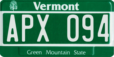 VT license plate APX094
