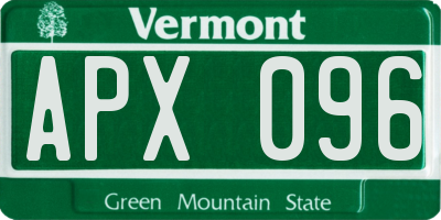 VT license plate APX096