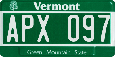 VT license plate APX097