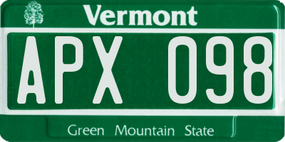 VT license plate APX098