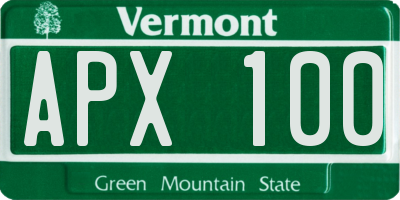 VT license plate APX100
