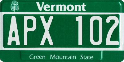 VT license plate APX102