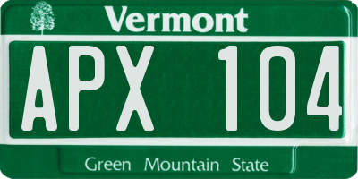 VT license plate APX104