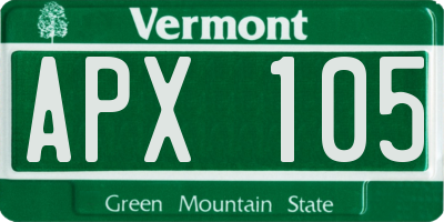 VT license plate APX105