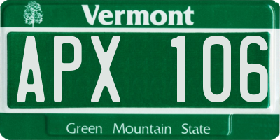 VT license plate APX106