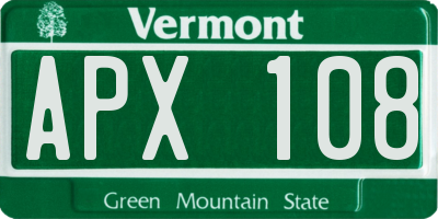 VT license plate APX108