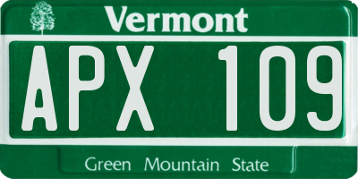 VT license plate APX109