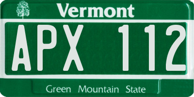 VT license plate APX112