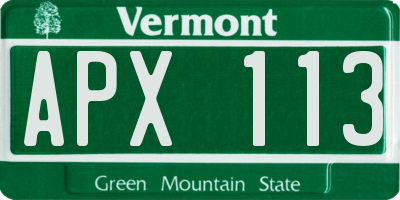 VT license plate APX113