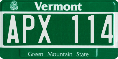 VT license plate APX114