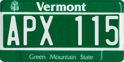 VT license plate APX115