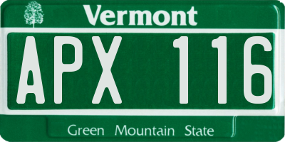 VT license plate APX116