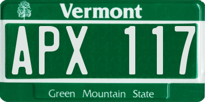 VT license plate APX117