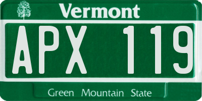 VT license plate APX119