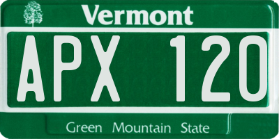 VT license plate APX120