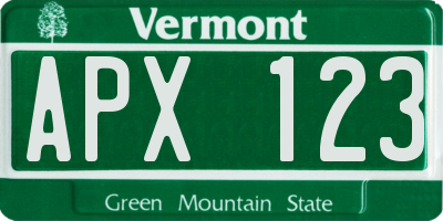 VT license plate APX123