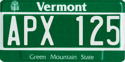 VT license plate APX125