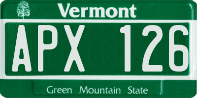 VT license plate APX126