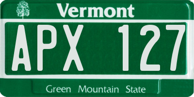 VT license plate APX127