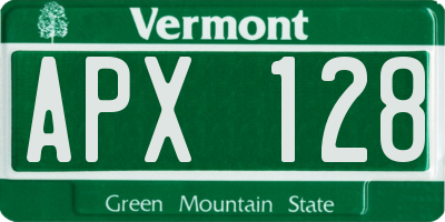 VT license plate APX128
