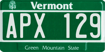 VT license plate APX129
