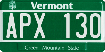 VT license plate APX130
