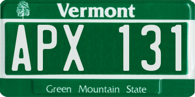 VT license plate APX131