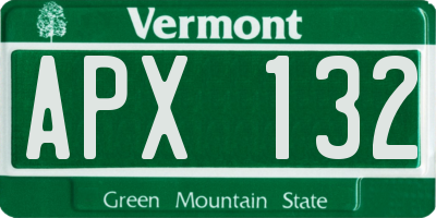 VT license plate APX132