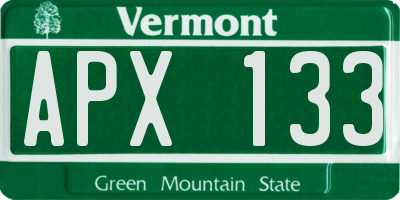 VT license plate APX133