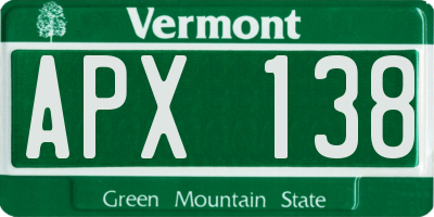 VT license plate APX138