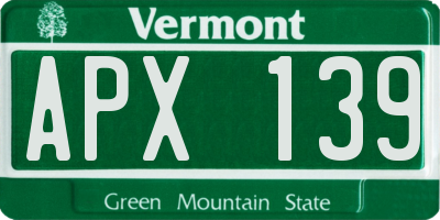 VT license plate APX139