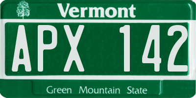 VT license plate APX142