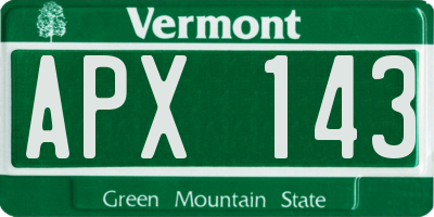VT license plate APX143