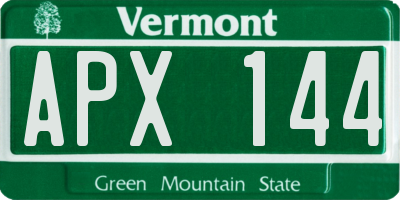 VT license plate APX144