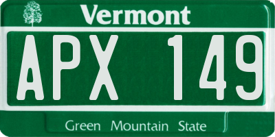 VT license plate APX149