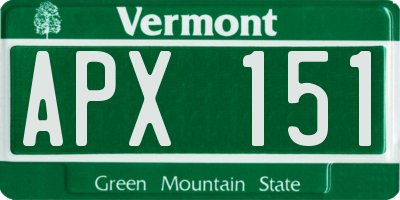 VT license plate APX151