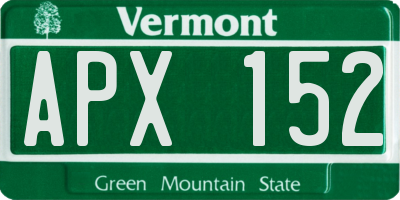 VT license plate APX152
