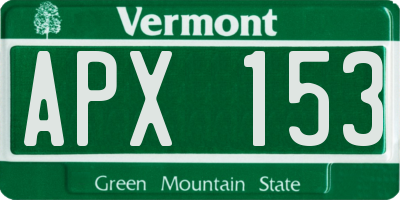 VT license plate APX153