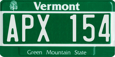 VT license plate APX154