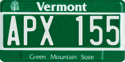 VT license plate APX155