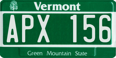 VT license plate APX156