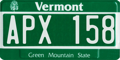 VT license plate APX158