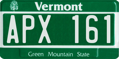 VT license plate APX161