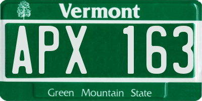 VT license plate APX163