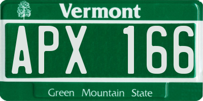 VT license plate APX166