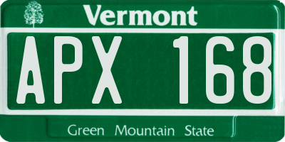 VT license plate APX168