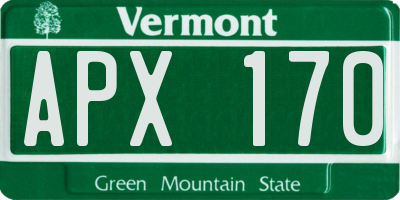 VT license plate APX170